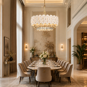Lampadario in Cristallo PETAL Eleganza 9xE14, D50 cm, Oro, Altezza Regolabile, Metallo e Cristallo Lampadari in Cristallo Titolo predefinito Alessandro Design