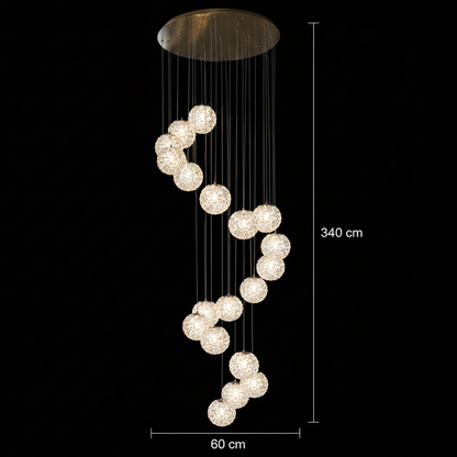 Lampadario in cristallo MILLE, 18xG9, diametro 60 cm x altezza 340 cm, cristallo e metallo, oro
