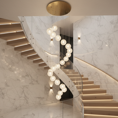 Lampadario in cristallo MILLE, 18xG9, diametro 60 cm x altezza 340 cm, cristallo e metallo, oro