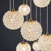 Lampadario in cristallo MILLE, 18xG9, diametro 60 cm x altezza 340 cm, cristallo e metallo, oro