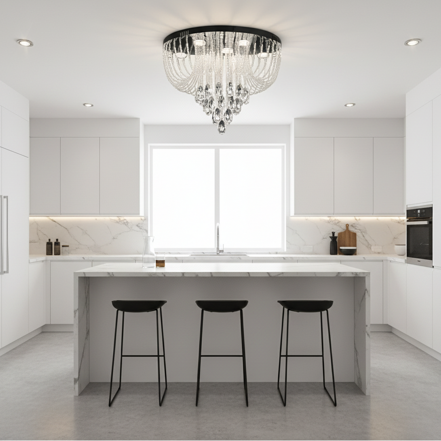Lampadario LED Crystal MAGE Nobile, 22W, Luce Calda/Neutra/Fredda, Diametro 40cm, Cromo Lucido