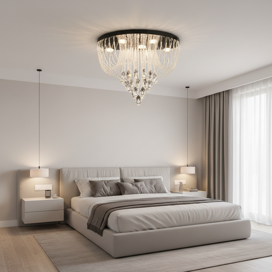 Lampadario LED Crystal MAGE Nobile, 22W, Luce Calda/Neutra/Fredda, Diametro 40cm, Cromo Lucido