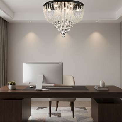 Lampadario LED Crystal MAGE Nobile, 22W, Luce Calda/Neutra/Fredda, Diametro 40cm, Cromo Lucido