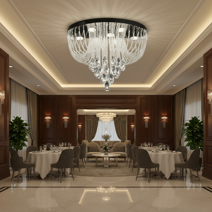 MAGE Lampadario LED in Cristallo Eleganza, 26W, Luce Calda/Neutra/Fredda, Diametro 50cm, Cromo Lucido