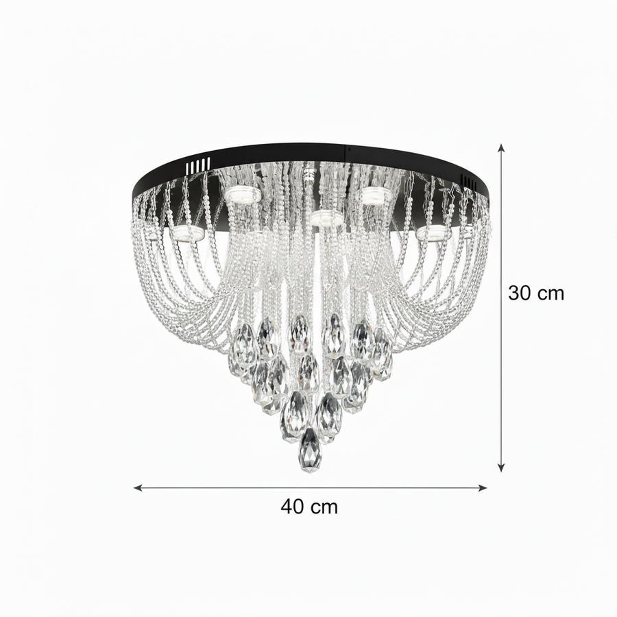 Lampadario LED Crystal MAGE Nobile, 22W, Luce Calda/Neutra/Fredda, Diametro 40cm, Cromo Lucido