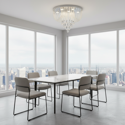 MAGE Lampadario LED in Cristallo Eleganza, 26W, Luce Calda/Neutra/Fredda, Diametro 50cm, Cromo Lucido