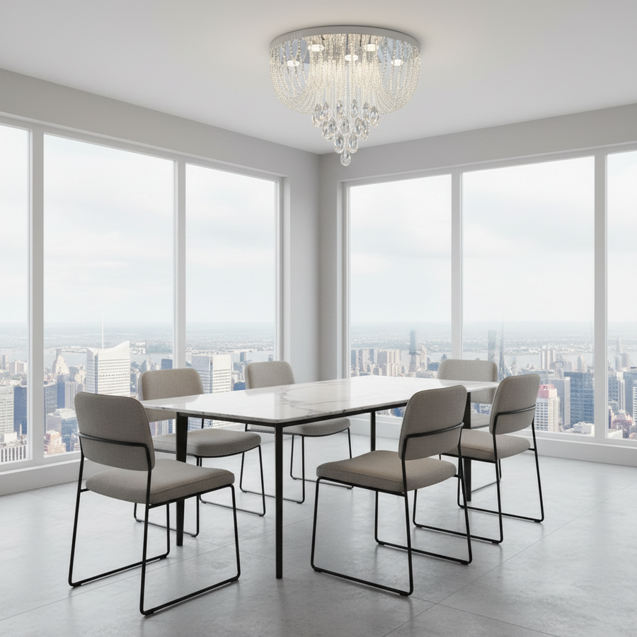 MAGE Lampadario LED in Cristallo Eleganza, 26W, Luce Calda/Neutra/Fredda, Diametro 50cm, Cromo Lucido