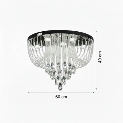 MAGE Lampadario LED in Cristallo Eleganza, 26W, Luce Calda/Neutra/Fredda, Diametro 50cm, Cromo Lucido