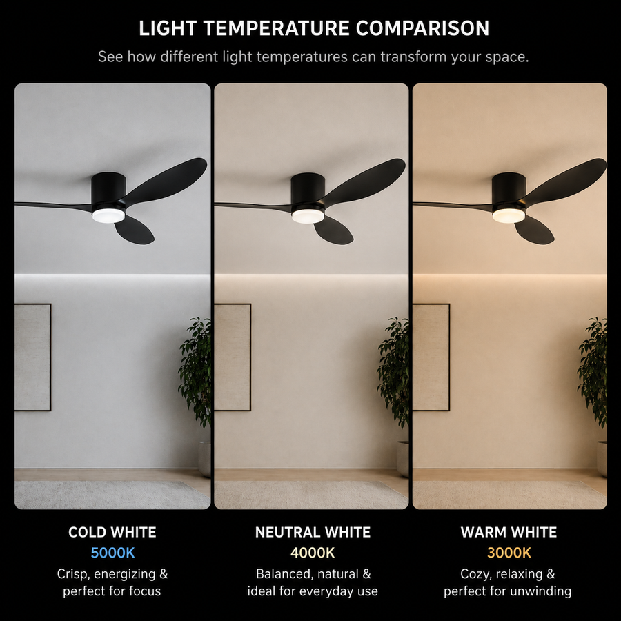 VENTIS Lampadario LED Fan con telecomando, 21 W, D80 cm, Luce fredda/neutra/calda, metallo e plastica, Nero