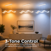 Lampadario LED con Telecomando, Sospensione AMI 63W, Lineare, Luce Fredda/Calda/Neutra, Bianco, Altezza Regolabile