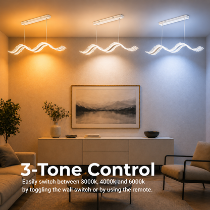 Lampadario LED con Telecomando, Sospensione AMI 63W, Lineare, Luce Fredda/Calda/Neutra, Bianco, Altezza Regolabile