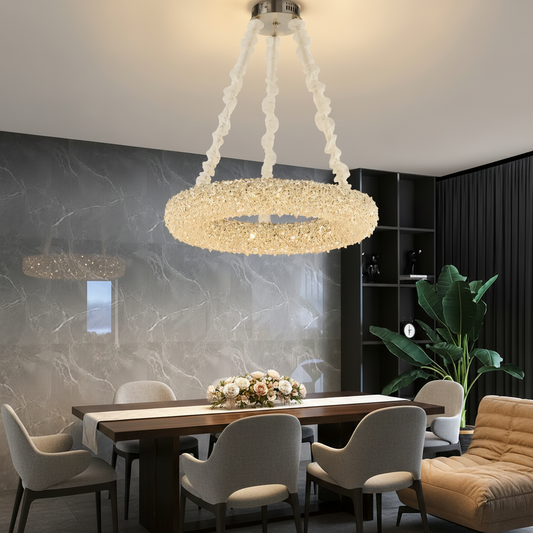 Lampadario in Cristallo con Telecomando, PRAGA Magno, 33W, Luce Calda/Fredda/Neutra, Diametro 55cm, Oro, Altezza Regolabile Lampadario a LED con Telecomando Titolo predefinito Alessandro Design