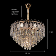 Lampadario in cristallo VELVET Eleganza, 12xE14, D60 cm, Oro, Altezza regolabile, Metallo e cristallo