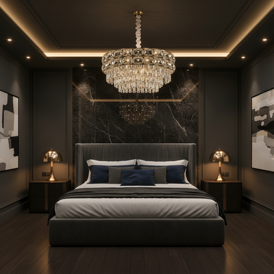 Lampadario in cristallo LUCENT Nobile 4xE14, D40 cm, Oro, Altezza regolabile, Metallo e cristallo