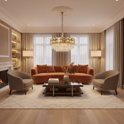 Lampadario in cristallo LUCENT Magno 12xE14, D60 cm, Oro, Altezza regolabile, Metallo e cristallo