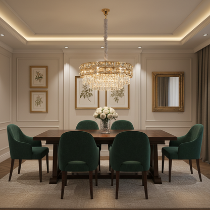 Lampadario in cristallo LUCENT Magno 12xE14, D60 cm, Oro, Altezza regolabile, Metallo e cristallo