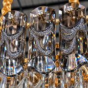Lampadario Cristallo AURUM Petito 3xE14, Diametro 30cm, Altezza 28cm, Oro Lucido, Altezza Regolabile, Design Elegante