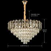 Lampadario Cristallo AURUM Magno 12xE14, Diametro 60cm, Altezza 40cm, Oro Lucido, Altezza Regolabile, Design Elegante
