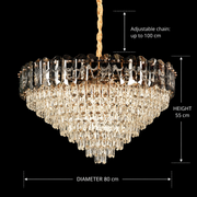 Lampadario Cristallo AURUM Regalis 22xE14, Diametro 80cm, Altezza 55cm, Oro Lucido, Altezza Regolabile, Design Elegante