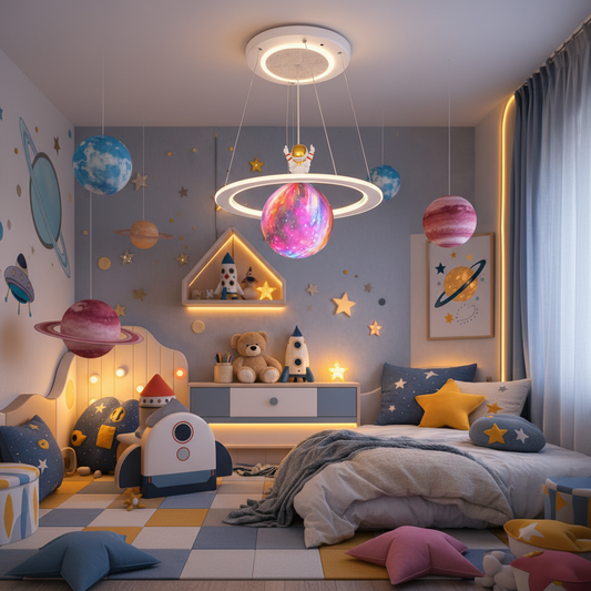 Lampadario LED ASTRONAUT 60W, 1xE27, Luce Fredda/Calda/Neutra, Bianco Rosa Lampadari per bambini Titolo predefinito Alessandro Design