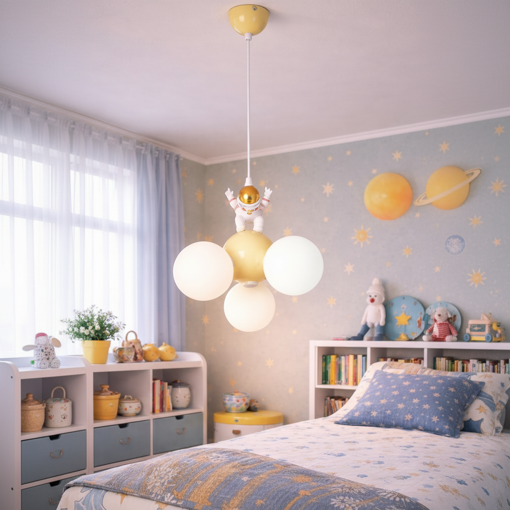 Lampadario ASTRONAUT, 3xG9, D30 cm, Metallo Resina, Oro Bianco Lampadari per bambini Titolo predefinito Alessandro Design