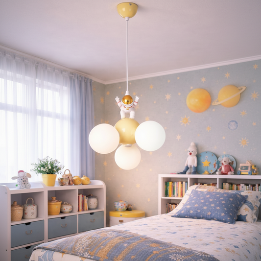 Lampadario ASTRONAUT, 3xG9, D30 cm, Metallo Resina, Oro Bianco Lampadari per bambini Titolo predefinito Alessandro Design