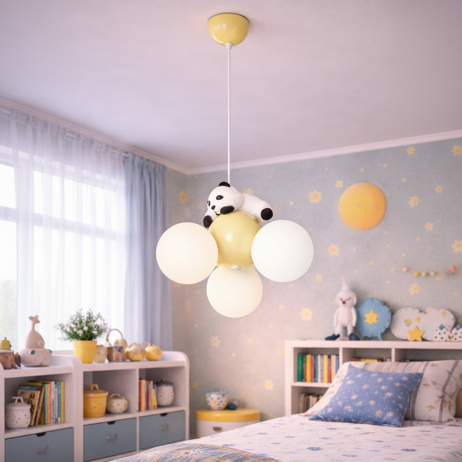 PANDA Lampadario, 3xG9, D30 cm, Metallo Resina, Oro Bianco Lampadari per bambini Titolo predefinito Alessandro Design