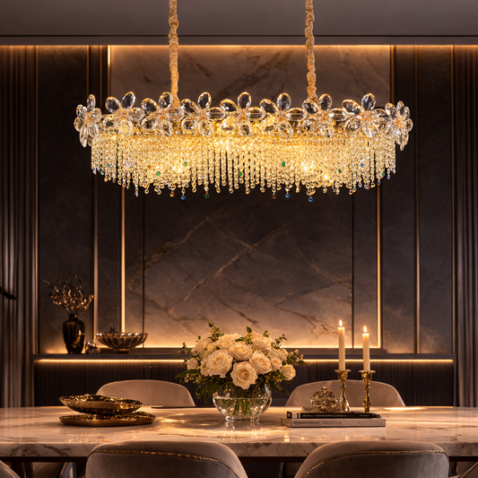 Lampadario in Cristallo 20xE14, BLOSSOM Imperio 100x40cm, Oro Lucido, Altezza Regolabile, Metallo e Cristallo Lampadari in Cristallo Titolo predefinito Alessandro Design