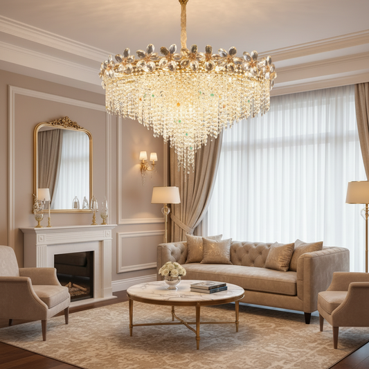 BLOSSOM Regalis Lampadario in cristallo, 14xE14, 80 cm, Oro lucido, Altezza regolabile, Metallo e cristallo Lampadari in cristallo Titolo predefinito Alessandro Design