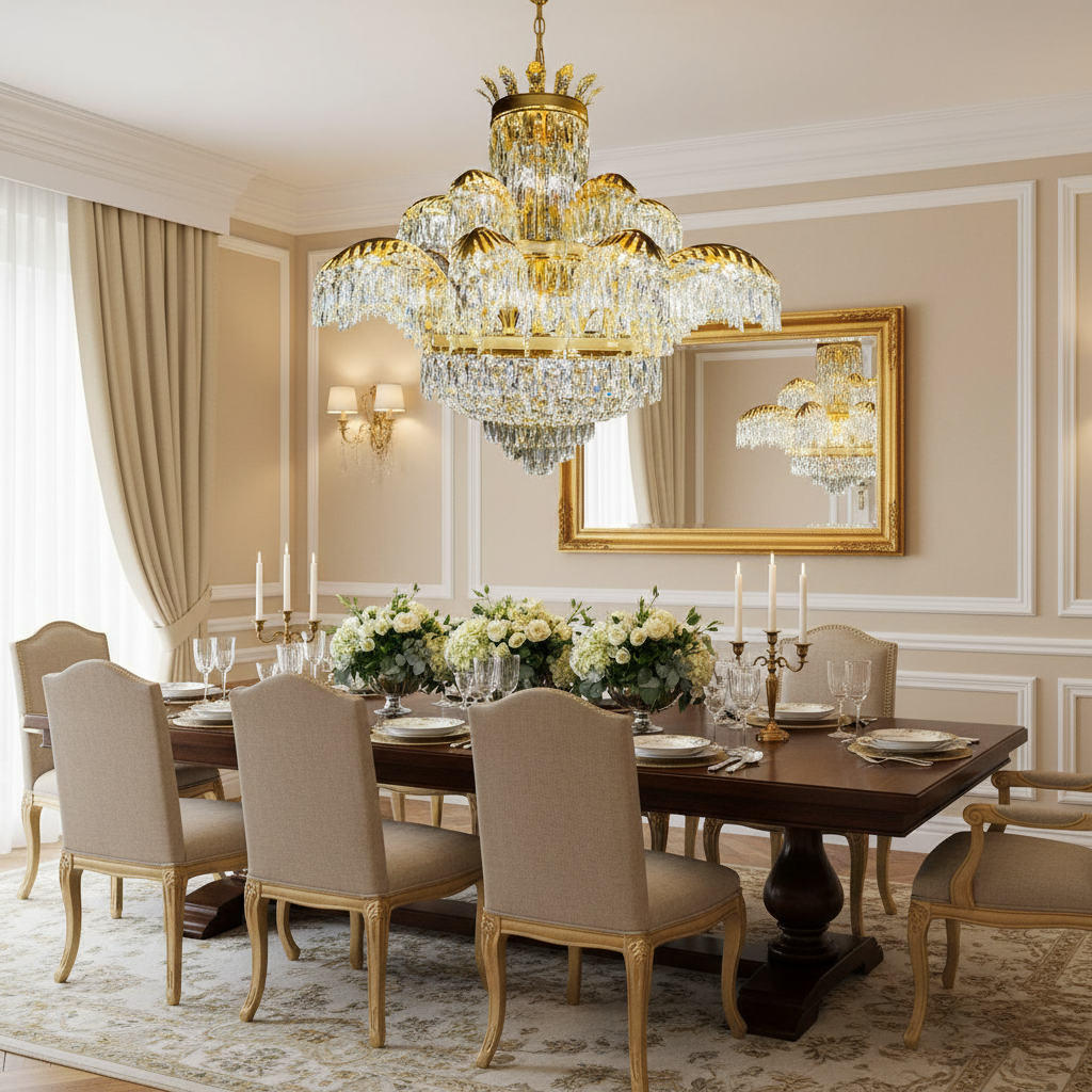 Lampadario in Cristallo PALACE Supremo 29xG9, D115cm, Oro Lucido, Altezza Regolabile, Metallo e Cristallo Lampadari in Cristallo Titolo predefinito Alessandro Design