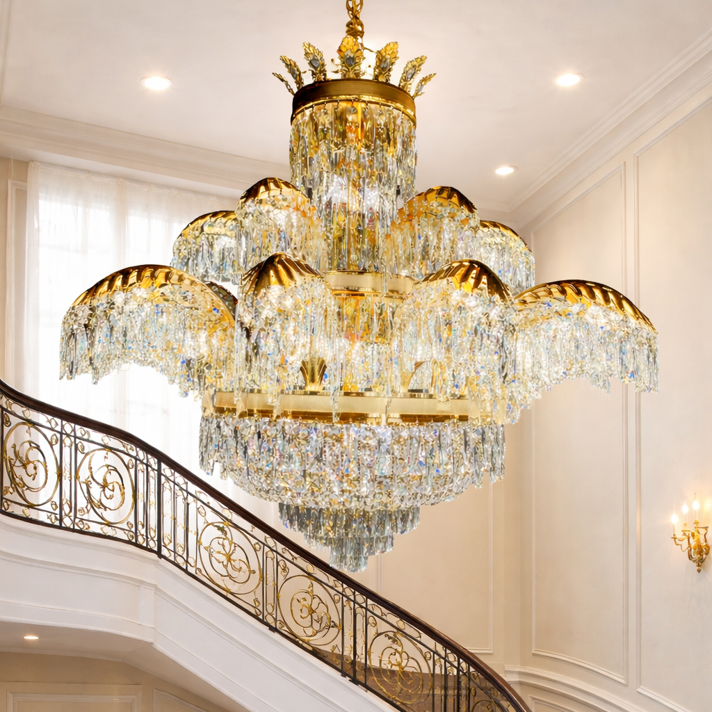 Lampadario in Cristallo PALACE Supremo 29xG9, D115cm, Oro Lucido, Altezza Regolabile, Metallo e Cristallo Lampadari in Cristallo Titolo predefinito Alessandro Design