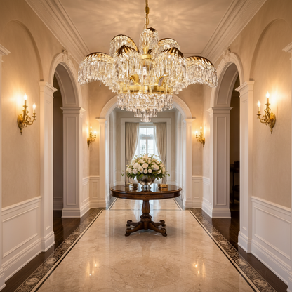 Lampadario in Cristallo PALACE Imperio, 15 Bracci, 22xG9, D98cm, Oro Lucido, Altezza Regolabile, Metallo e Cristallo Lampadari in Cristallo Titolo predefinito Alessandro Design