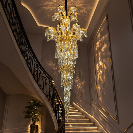 PALACE Regalis Lampadario in Cristallo, 13 Bracci, 29xG9, D80cm, Oro Lucido, Altezza Regolabile, Metallo e Cristallo Lampadari in Cristallo Titolo predefinito Alessandro Design