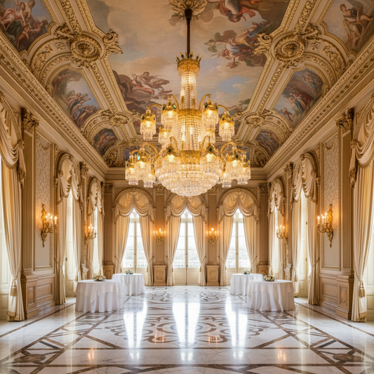 Lampadario in Cristallo, 31xE14, Diametro 115cm, Altezza 130cm, Oro Lucido, Altezza Regolabile, Design Elegante Lampadario in Cristallo Titolo predefinito Alessandro Design