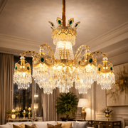 Lampadario in cristallo 13xE14, D80cm, Oro lucido, Altezza regolabile, Metallo e cristallo Lampadari in cristallo Titolo predefinito Alessandro Design