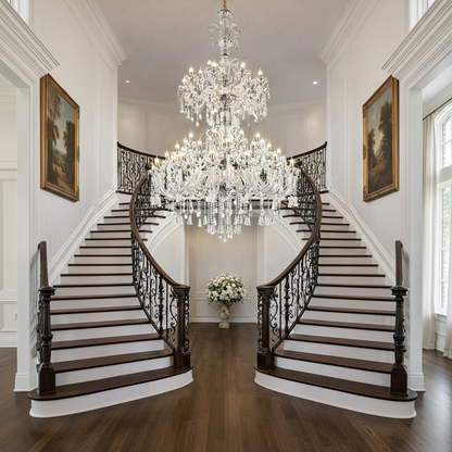 Lampadario in cristallo, 55xE14, diametro 145 cm, altezza 230 cm, argento, altezza regolabile, design elegante Lampadari in cristallo Titolo predefinito Alessandro Design