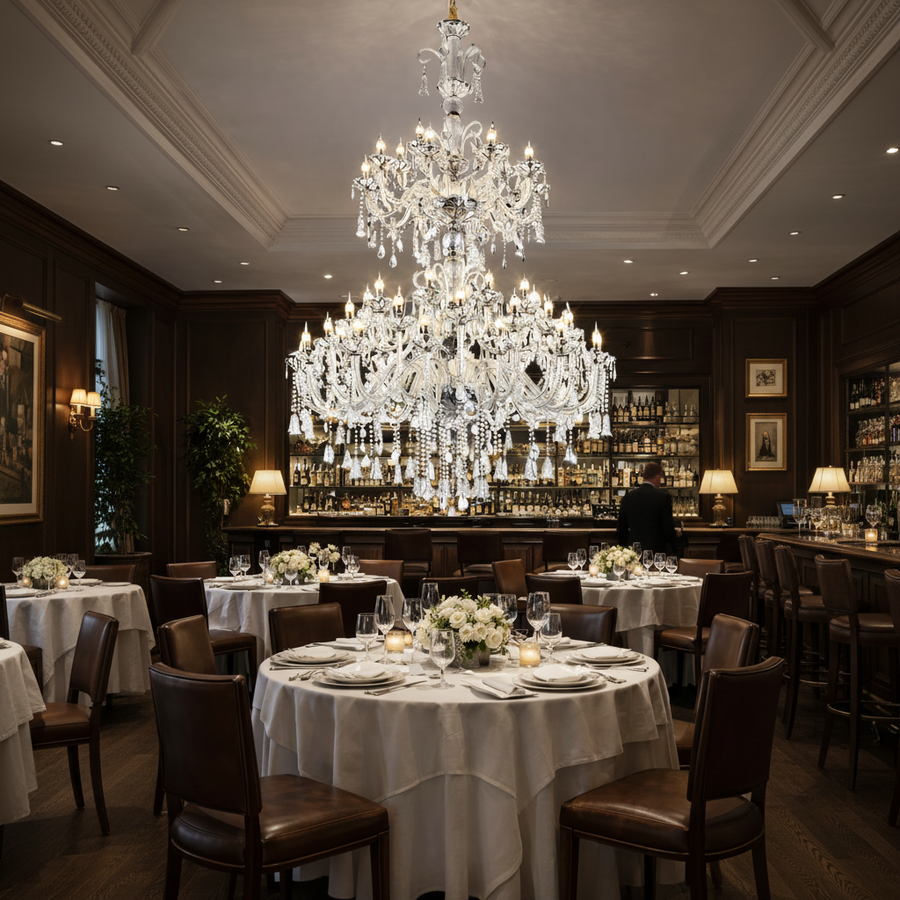 Lampadario in cristallo, 55xE14, diametro 145 cm, altezza 230 cm, argento, altezza regolabile, design elegante Lampadari in cristallo Titolo predefinito Alessandro Design