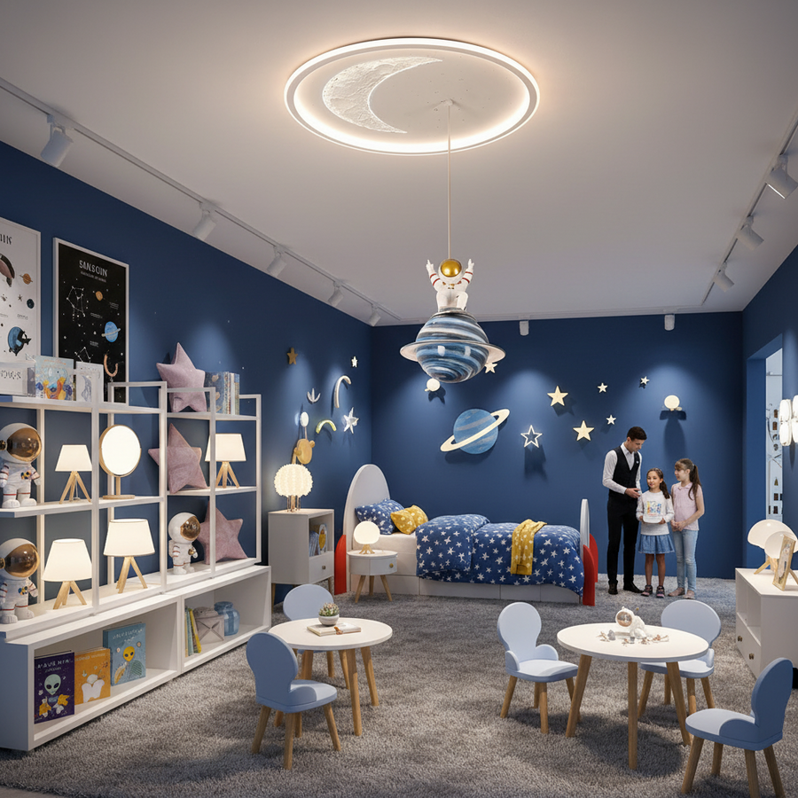 Lampadario LED ASTRONAUT 80W, Luce Fredda/Calda/Neutra, Bianco Lampadari per bambini Titolo predefinito Alessandro Design