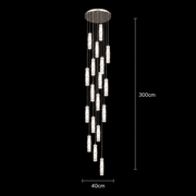 Lampadario LED in Cristallo AMIRI 82W Cromo, Luce Calda/Neutra/Fredda 3000K/4000K/6000K Amiri, Diametro 40cm x Altezza 300cm, Cristallo e Metallo