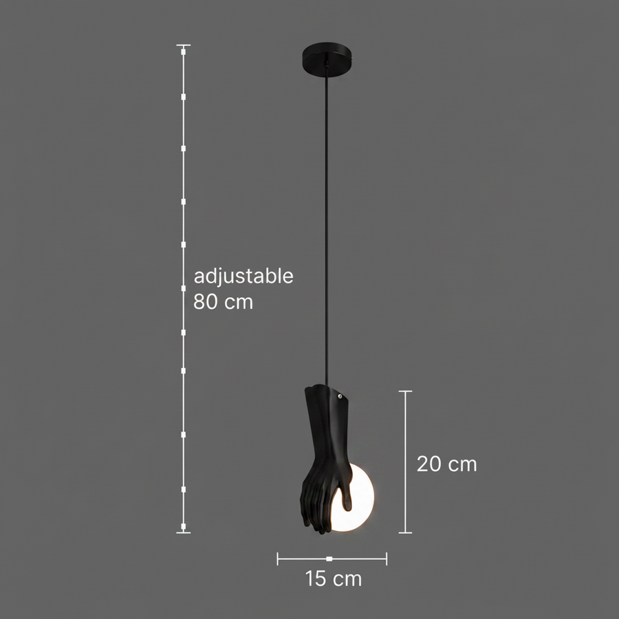 Lampadario RUKI, 15x20cm, 1xG9, Vetro e Resina, Nero
