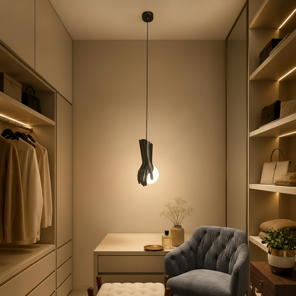Lampadario RUKI, 15x20cm, 1xG9, Vetro e Resina, Nero