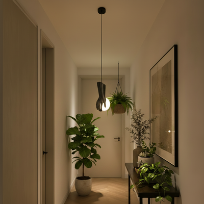 Lampadario RUKI, 15x20cm, 1xG9, Vetro e Resina, Nero