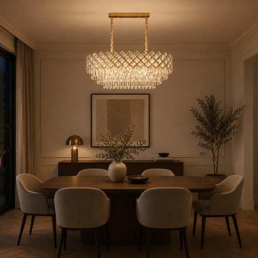VECTORIA Supremo Lampadario in cristallo, 10xE14, diametro 75x39 cm, oro, altezza regolabile, metallo e cristallo