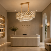 VECTORIA Supremo Lampadario in cristallo, 10xE14, diametro 75x39 cm, oro, altezza regolabile, metallo e cristallo