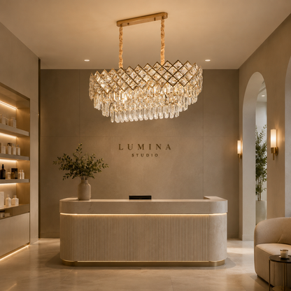 VECTORIA Supremo Lampadario in cristallo, 10xE14, diametro 75x39 cm, oro, altezza regolabile, metallo e cristallo
