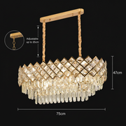 VECTORIA Supremo Lampadario in cristallo, 10xE14, diametro 75x39 cm, oro, altezza regolabile, metallo e cristallo