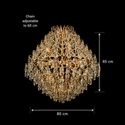 KONIG Regalis Lampadario in cristallo, 15xE14, D80 cm, Oro, Altezza regolabile, Metallo e cristallo