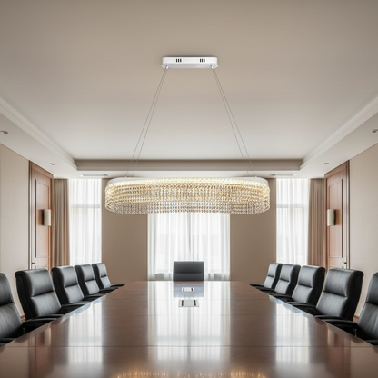 VOLNA Grande Regalis Lampadario in Cristallo, 128W, 80x25cm, Luce Calda/Neutra/Fredda, Bianco, Metallo e Cristallo