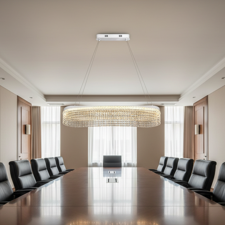VOLNA Grande Regalis Lampadario in Cristallo, 128W, 80x25cm, Luce Calda/Neutra/Fredda, Bianco, Metallo e Cristallo