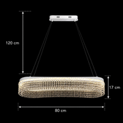 VOLNA Grande Regalis Lampadario in Cristallo, 128W, 80x25cm, Luce Calda/Neutra/Fredda, Bianco, Metallo e Cristallo